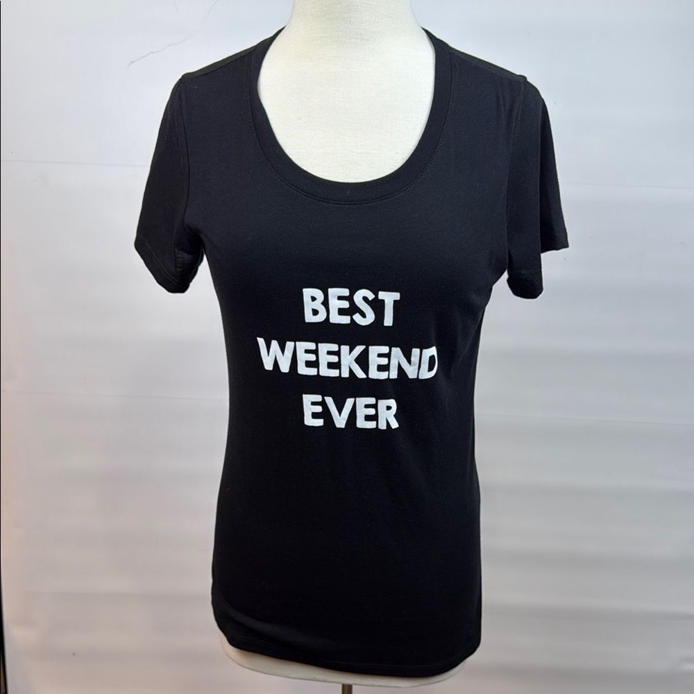 Best Weekend Ever Bella Canvas Black Polo Collar Short Sleeve Tee, XL